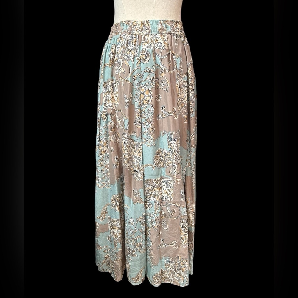 100% Silk 1990s Jennifer Reed Concept Cottagecore Coquette Rococo Print Skirt - Picture 2 of 5